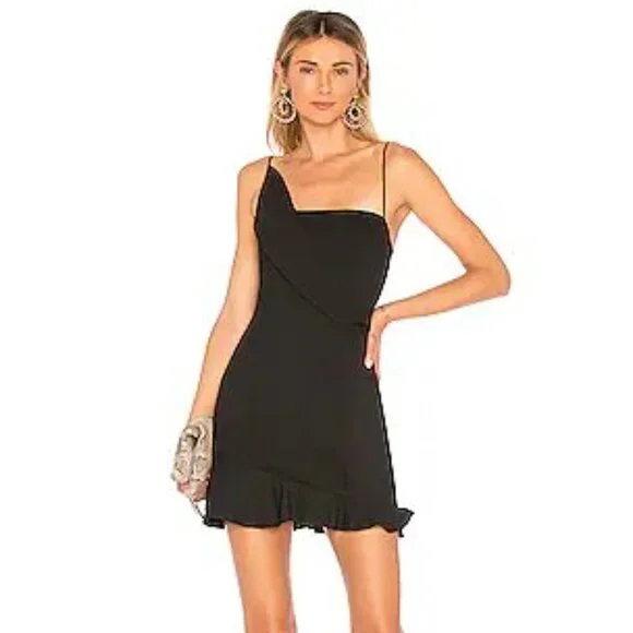 NBD Black Strappy Fox Mini Dress - Picture 1 of 5